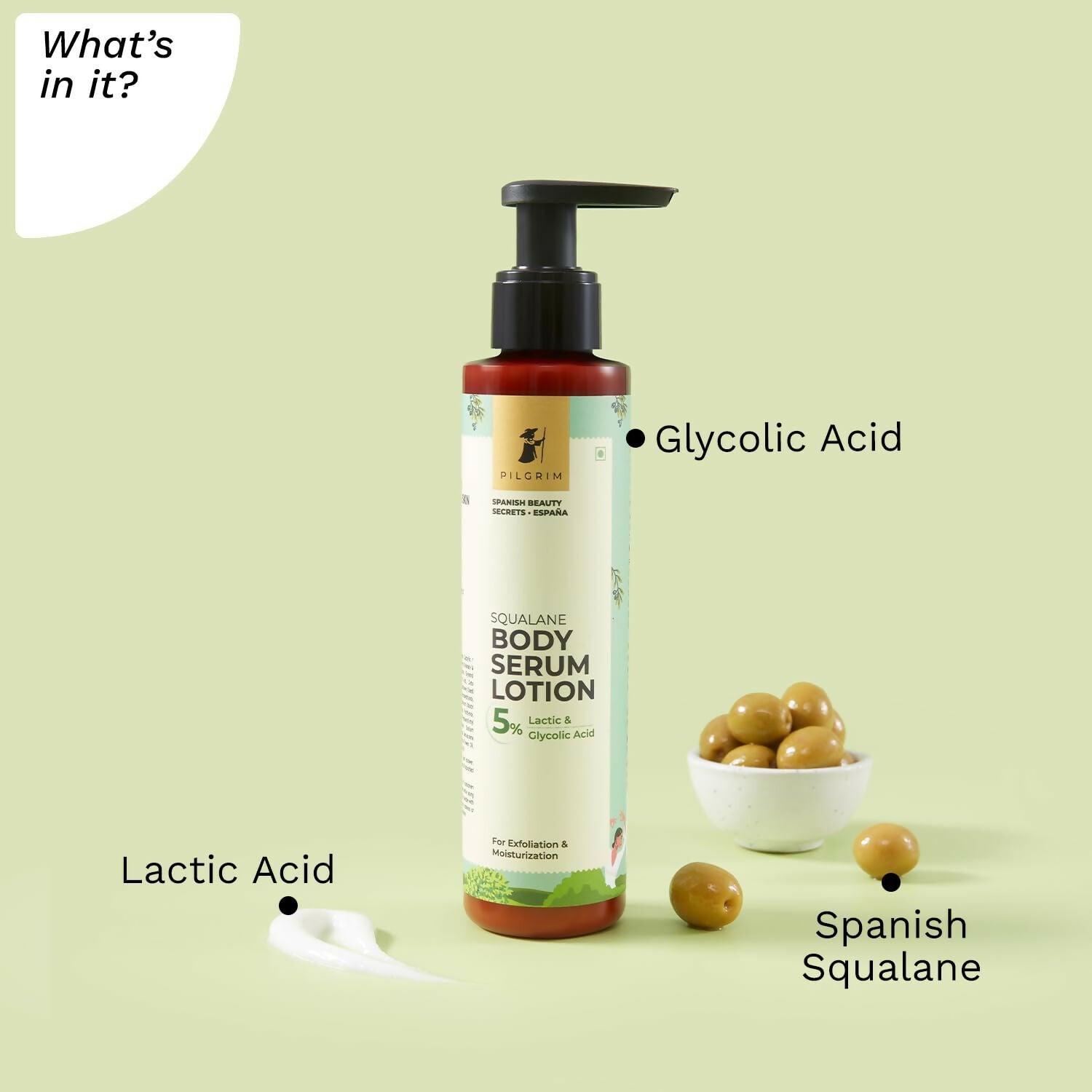 Pilgrim 5% Lactic & Glycolic Acid Body Serum Lotion For Exfoliation & Moisturization, For Rough Patches On Elbows & Knees - Distacart