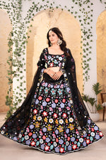 Thumbnail for Lehenga Mart Designer Bollywood Style Wedding Wear Lehenga Choli - Black - Distacart