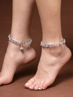 Thumbnail for NVR Women's Set of 2 Silver-Plated Kada Anklets - Distacart