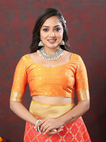 Thumbnail for Vastranavya Red Soft Patola Silk With Meenakari Weaving Motifs And Rich Zari Weaving Pallu Saree With Matching Blouse Fabric - Distacart