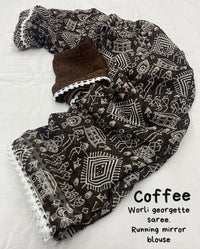 Thumbnail for Coffee Poly Georgette Ethnic Motifs Saree with Unstitched Blouse - A2M