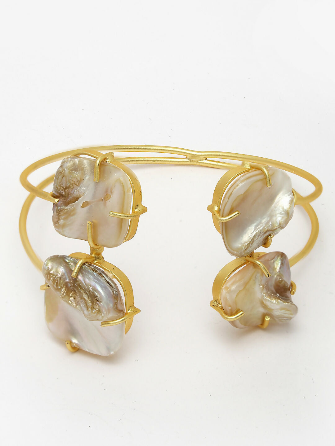 NVR Women's Gold-Plated Mother of Pearl Handcrafted Cuff Bracelet - Distacart
