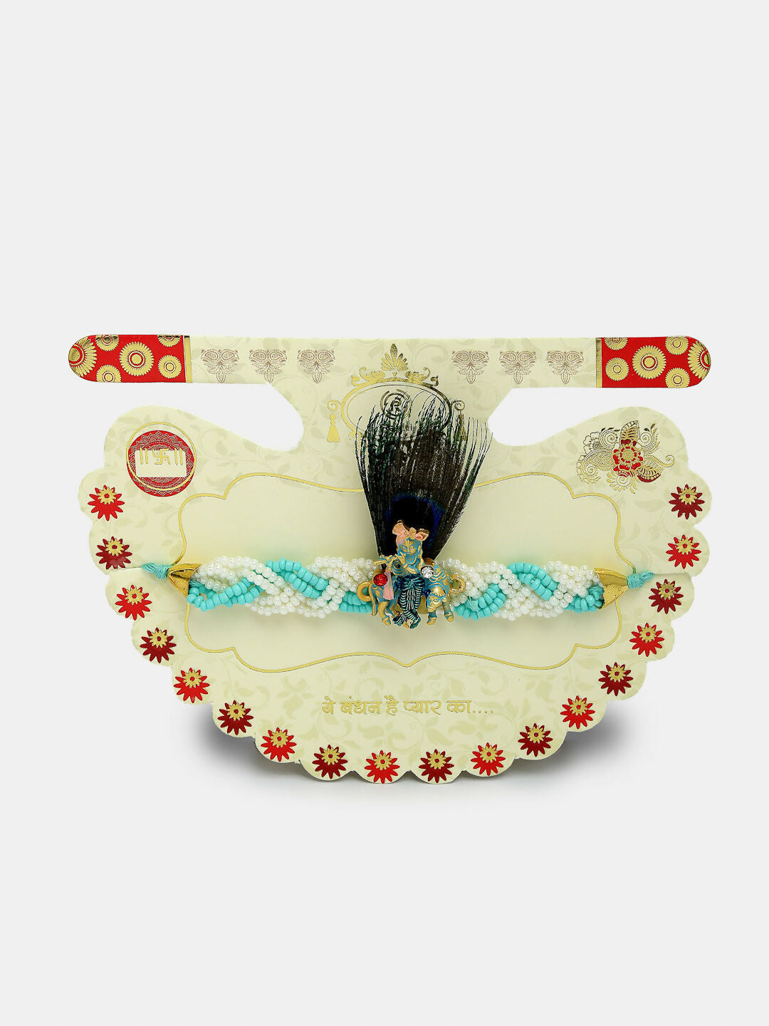 NVR Women & Men Set of 2 Blue Krishna Pearl Bhaiya Bhabhi Rakhi With Roli Chawal - Distacart