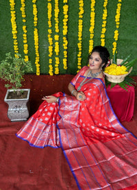 Thumbnail for Aastha Fashion Red Woven Soft Handloom Silk Saree with Blouse - Distacart