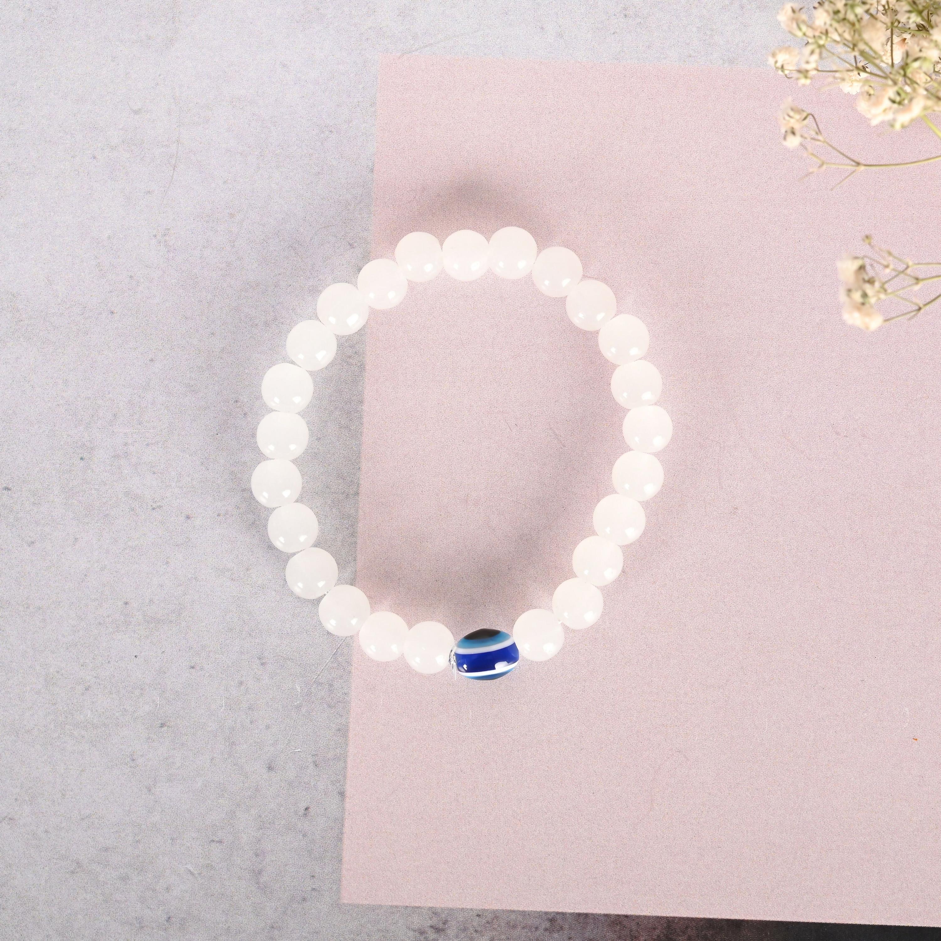 NVR Men & Women Evil Eye Crystal Elasticated Bracelet - Distacart