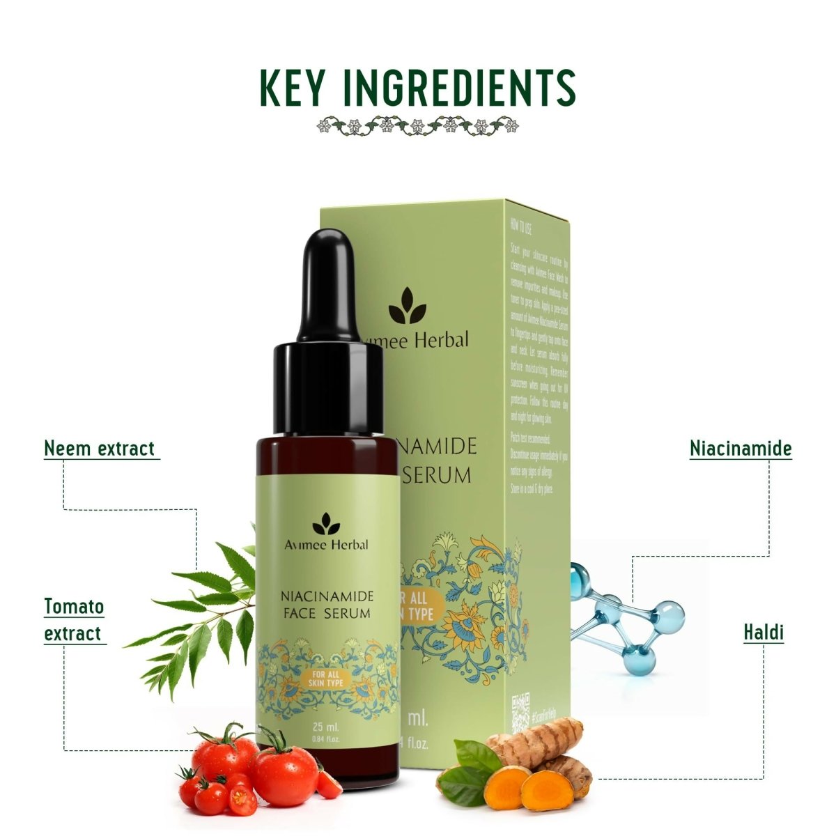 Avimee Herbal Niacinamide Face Serum For Acne Marks, Blemishes & Oil Balancing with Zinc - Distacart
