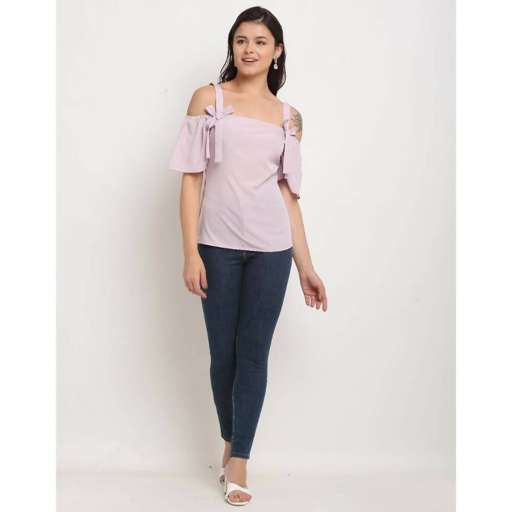 Aastha Fashion Women's Light Purple Polyester Solid Casual Top - Distacart