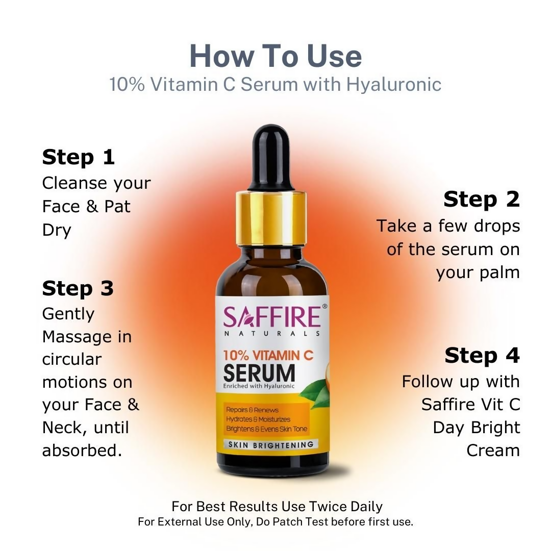 Saffire Naturals 10% Vitamin C Serum Enriched With Hyaluronic - Distacart
