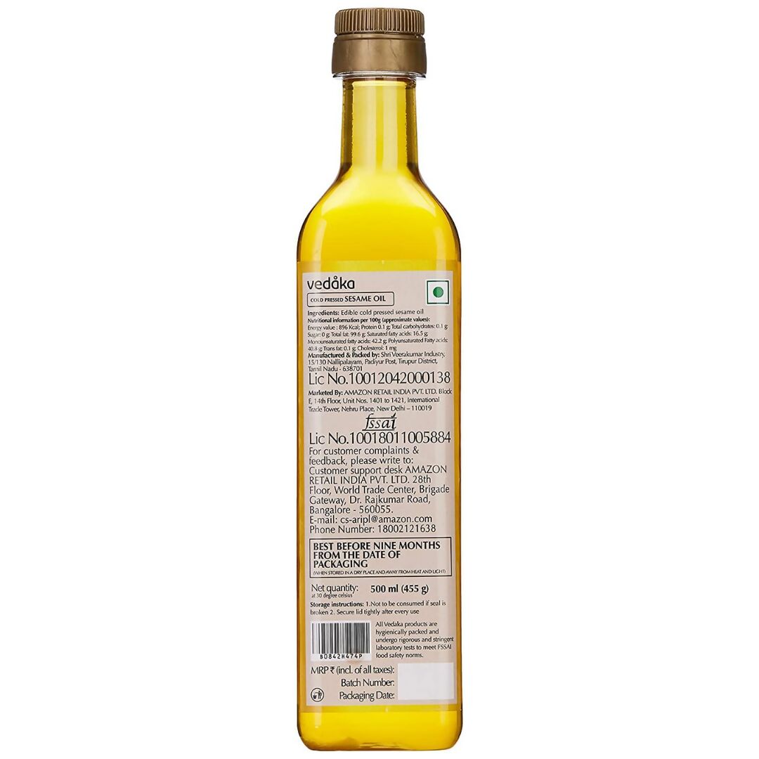 Vedaka Cold Pressed Sesame Oil - Distacart