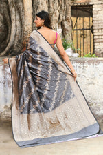 Thumbnail for Joban Fashion Silver Grey Pure Katan Pure Handloom Banarasi Silk Saree