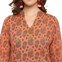 Thumbnail for Women Orange Printed Kurta Pant Set - Rasiya