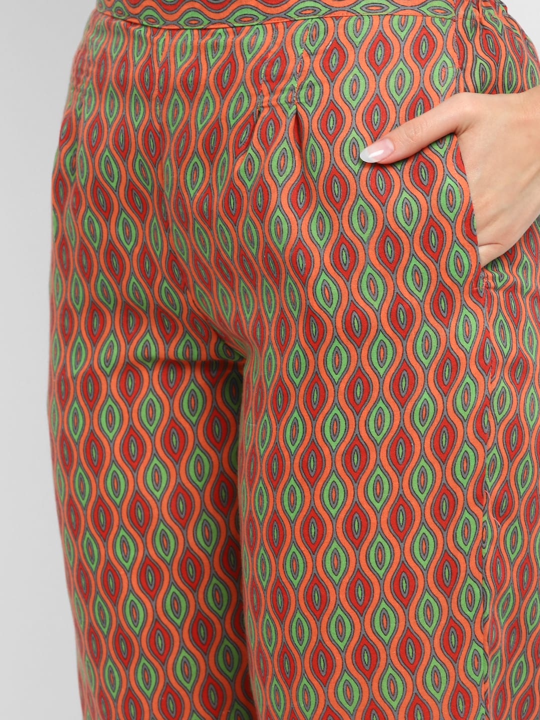 Women Orange Printed Kurta Pant Set - Rasiya