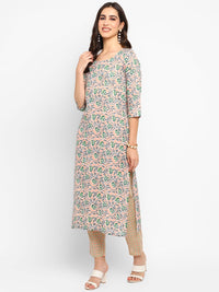 Thumbnail for Women Peach Printed Kurta Pant Set - Rasiya