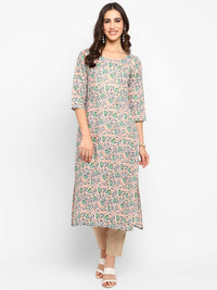 Thumbnail for Women Peach Printed Kurta Pant Set - Rasiya