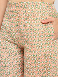 Thumbnail for Women Peach Printed Kurta Pant Set - Rasiya