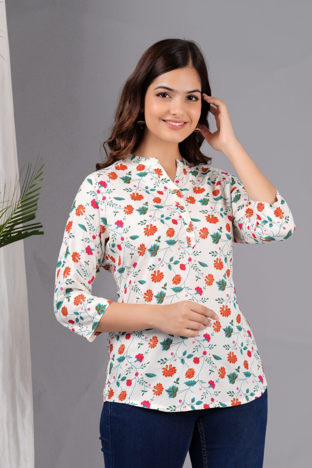 Women White Cotton Printed Tunic - Rasiya