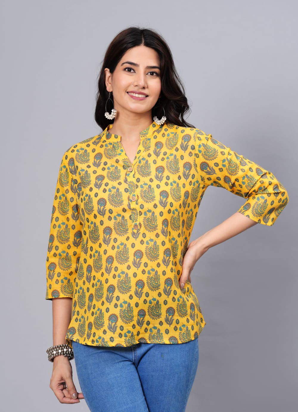 Women Elegant Printed Cotton Top - Rasiya