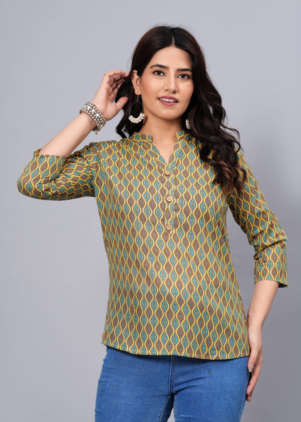 Women Elegant Printed Cotton Top - Rasiya