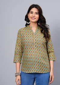Thumbnail for Women Elegant Printed Cotton Top - Rasiya