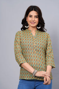 Thumbnail for Women Elegant Printed Cotton Top - Rasiya