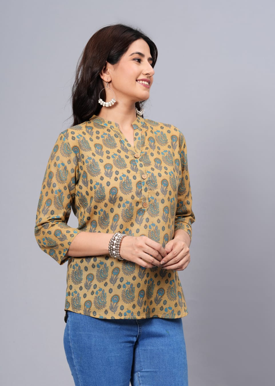 Women Elegant Printed Cotton Top - Rasiya