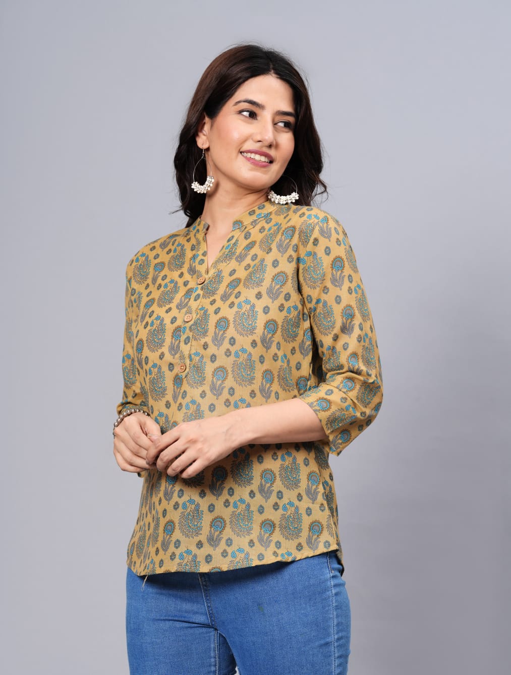 Women Elegant Printed Cotton Top - Rasiya