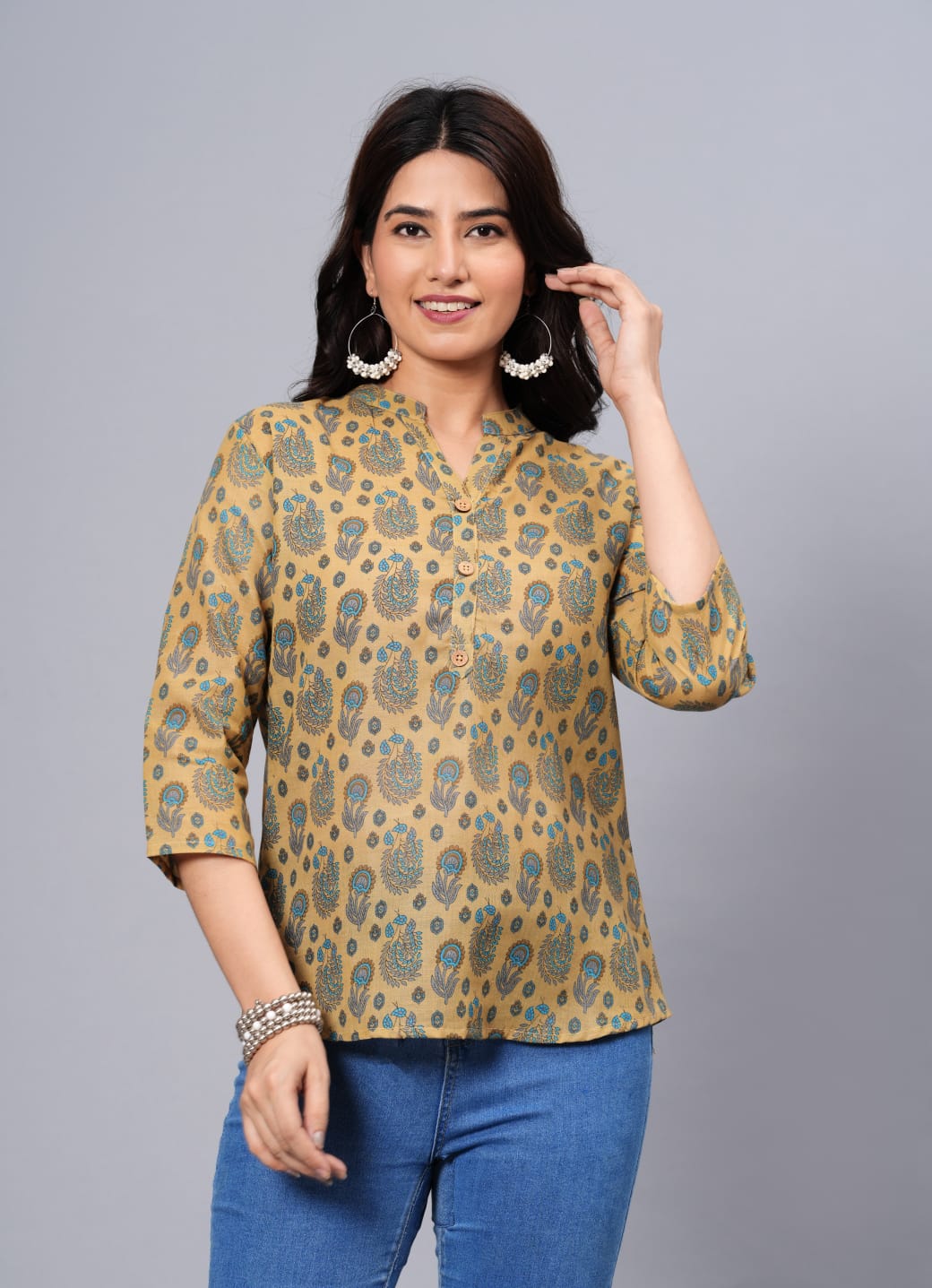 Women Elegant Printed Cotton Top - Rasiya