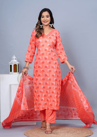 Thumbnail for Women Stylish Cotton Kurta with Pant and Dupatta Set - Rasiya