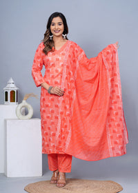 Thumbnail for Women Stylish Cotton Kurta with Pant and Dupatta Set - Rasiya