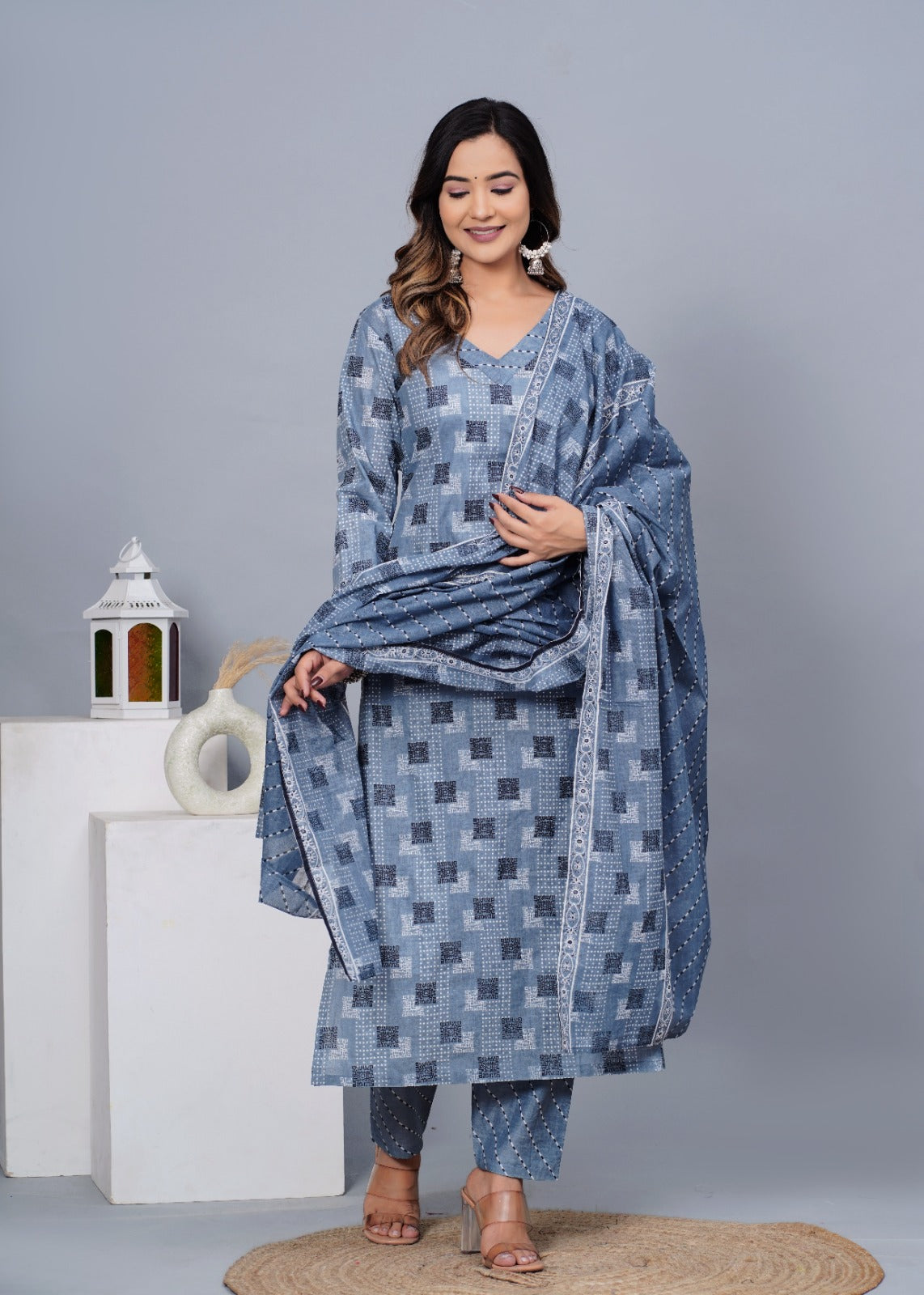 Women Stylish Cotton Kurta with Pant and Dupatta Set - Rasiya