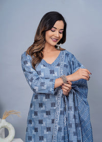 Thumbnail for Women Stylish Cotton Kurta with Pant and Dupatta Set - Rasiya