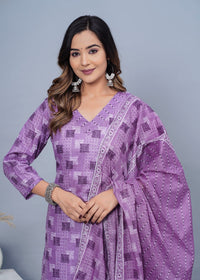 Thumbnail for Women Stylish Cotton Kurta with Pant and Dupatta Set - Rasiya