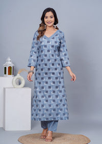 Thumbnail for Women Stylish Cotton Kurta with Pant and Dupatta Set - Rasiya