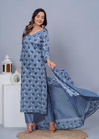 Thumbnail for Women Stylish Cotton Kurta with Pant and Dupatta Set - Rasiya