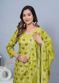 Thumbnail for Women Stylish Cotton Kurta with Pant and Dupatta Set - Rasiya