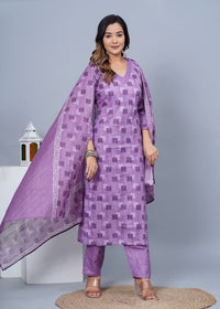 Thumbnail for Women Stylish Cotton Kurta with Pant and Dupatta Set - Rasiya