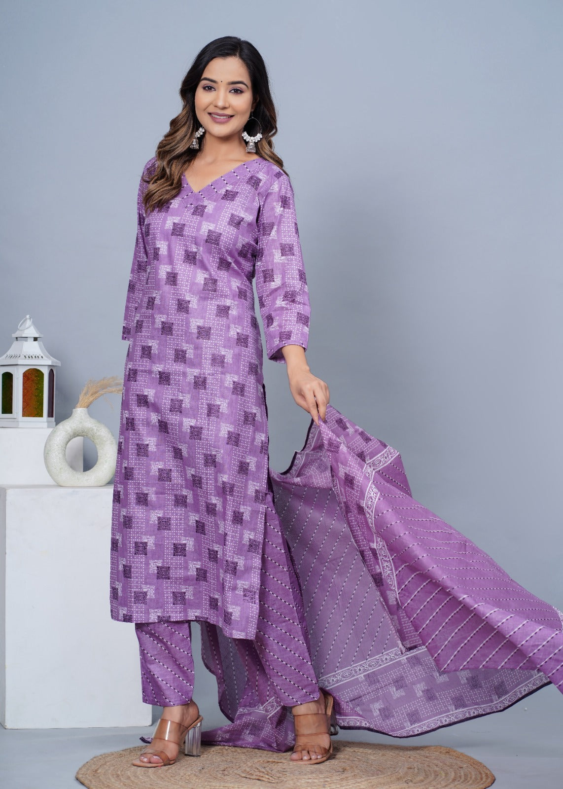 Women Stylish Cotton Kurta with Pant and Dupatta Set - Rasiya