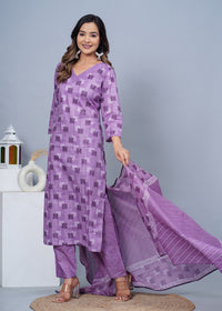 Thumbnail for Women Stylish Cotton Kurta with Pant and Dupatta Set - Rasiya
