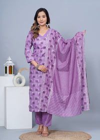 Thumbnail for Women Stylish Cotton Kurta with Pant and Dupatta Set - Rasiya