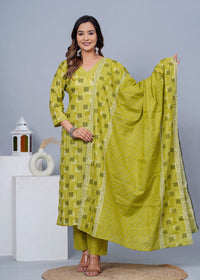 Thumbnail for Women Stylish Cotton Kurta with Pant and Dupatta Set - Rasiya