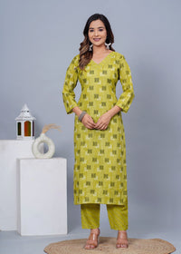 Thumbnail for Women Stylish Cotton Kurta with Pant and Dupatta Set - Rasiya