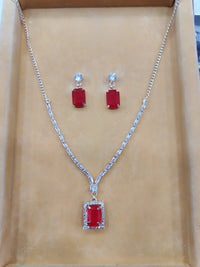 Thumbnail for Red Partywear American Diamond Necklace Set By House of Ree