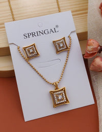 Thumbnail for Fancy Gold Plated Partywear Chain And Pendant Set By House of Ree
