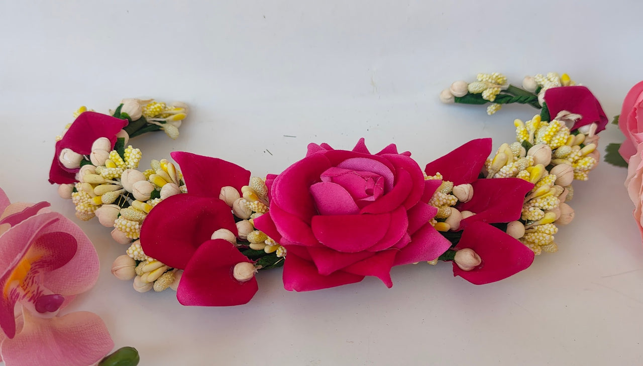 Pink Rose Flower Hair Gajra - Distacart