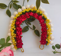 Thumbnail for Red & Yellow Flower Hair Gajra - Distacart