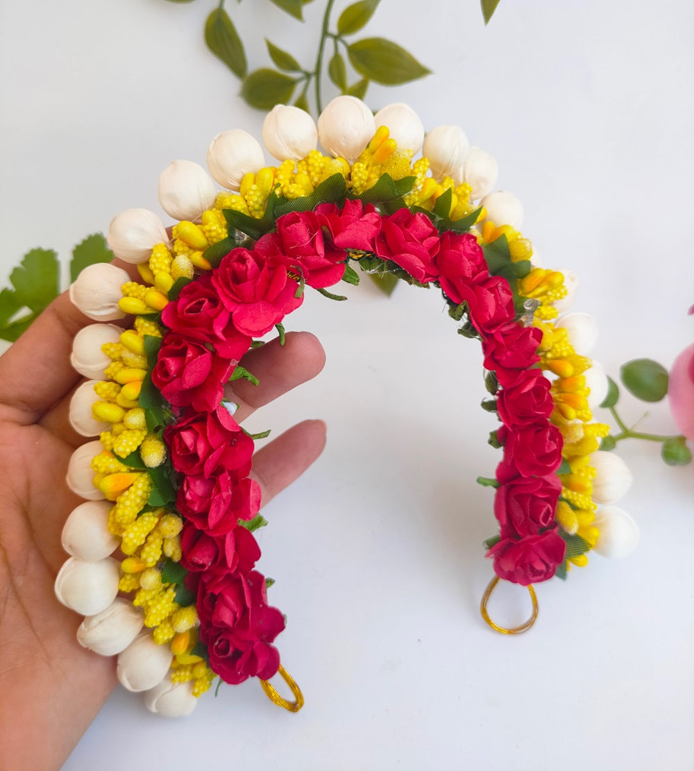Red & Yellow Flower Hair Gajra - Distacart