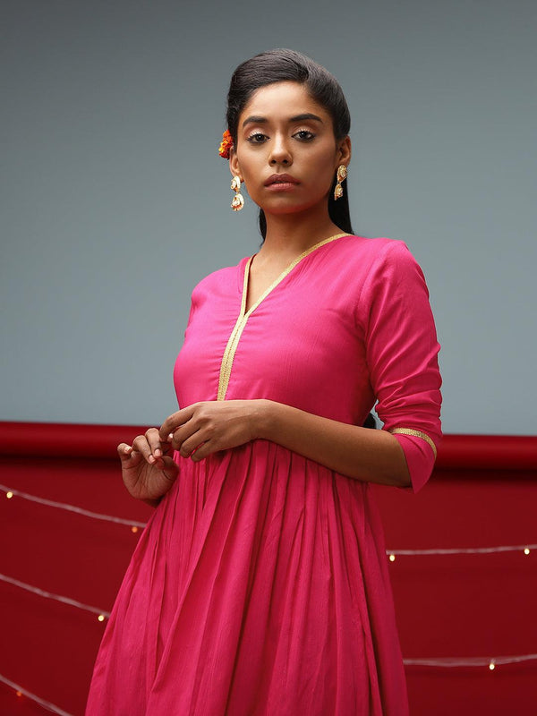 trueBrowns Pink Gold Lace Dress - Distacart