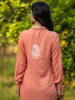 Thumbnail for Gharana India Luxury Rayon Blush Red Chikankari Long Shirt