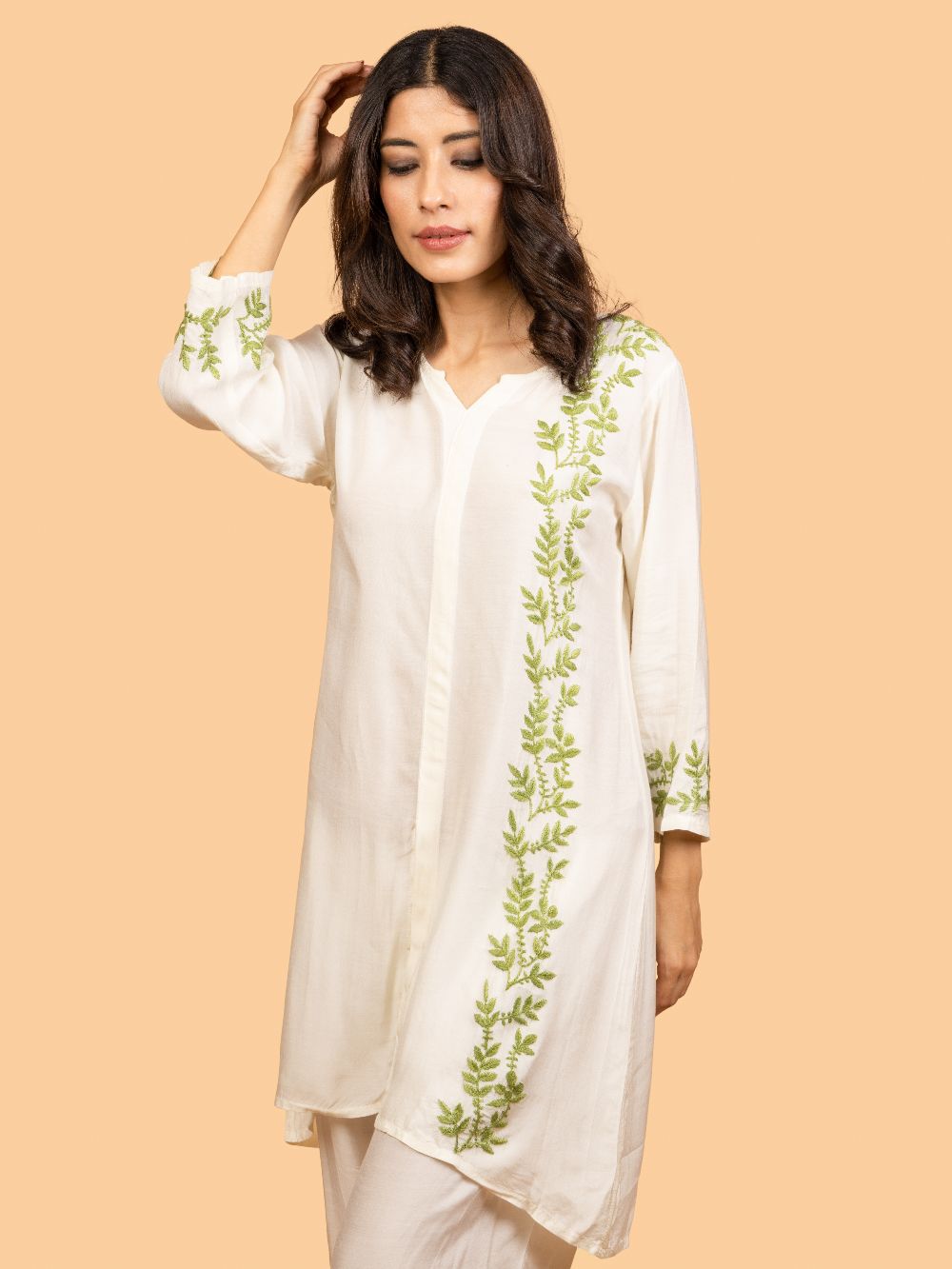 Gharana India Pure Muslin Short Chikankari Kurta