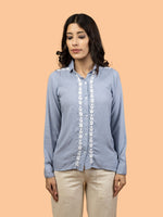 Thumbnail for Gharana India Rayon Grey Coloured Chikankari Shirt Top
